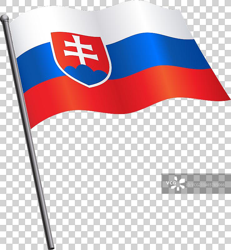 悬挂在旗杆上的斯洛伐克国旗图片素材