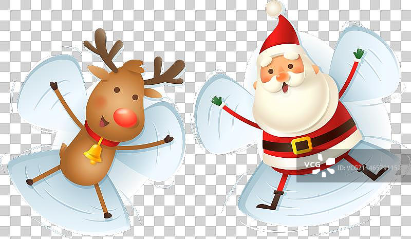 圣诞老人和驯鹿制作雪天使图片素材