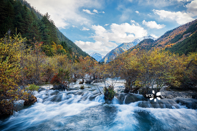 九寨沟盆景滩瀑布图片素材
