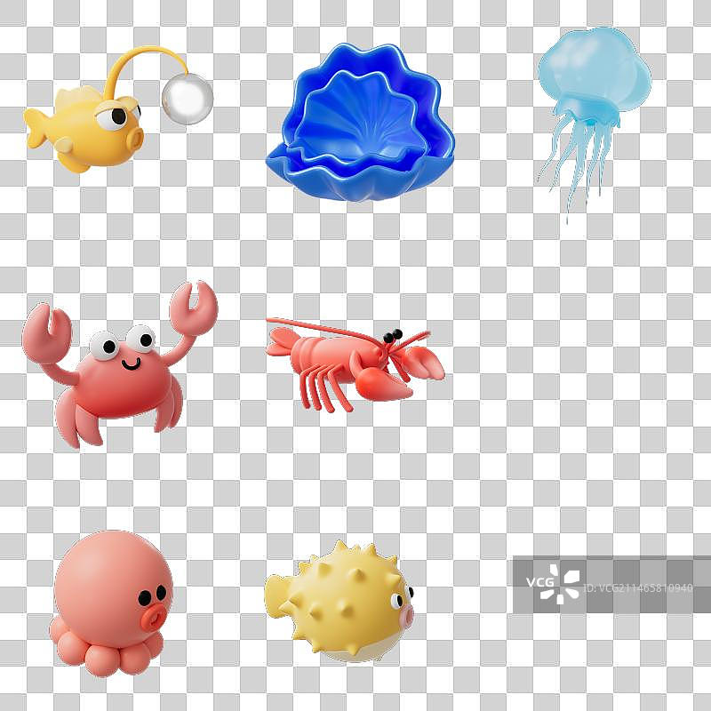 3D海底生物元素图集图片素材