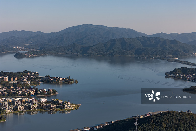 宁波东钱湖高视角照片图片素材