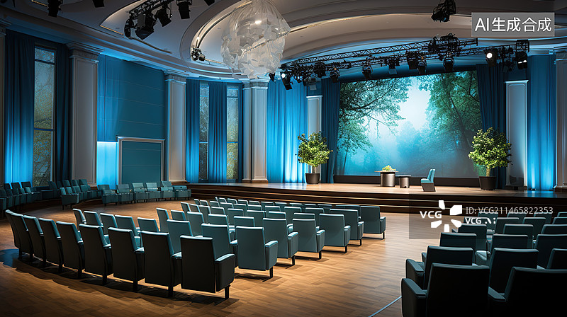 【AI数字艺术】现代商务氛围会议室背景设计图片素材