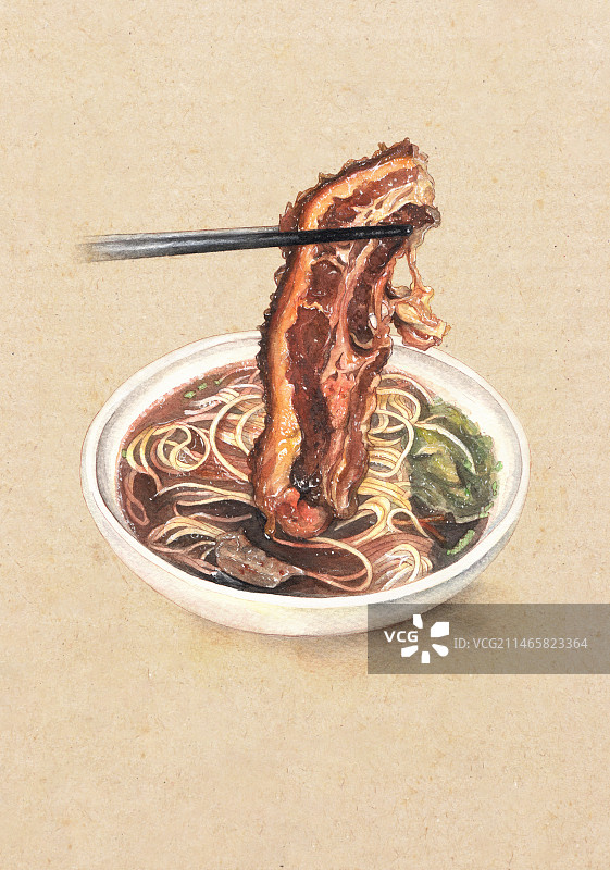 南京大肉面水彩插画图片素材