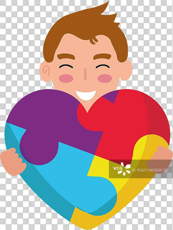世界自闭症日 拿着拼图爱心的男孩图片素材
