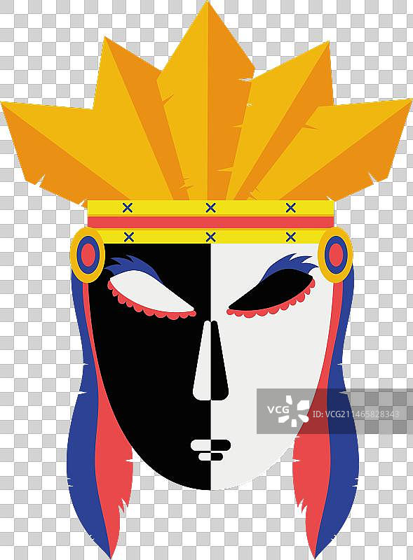 带有皇冠的纳里尼奥布兰科斯伊内格罗斯狂欢节面具图片素材