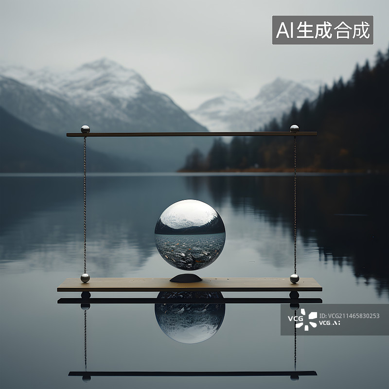 【AI数字艺术】科技海报现代实验室科学工业工程金属球自然建筑图片素材