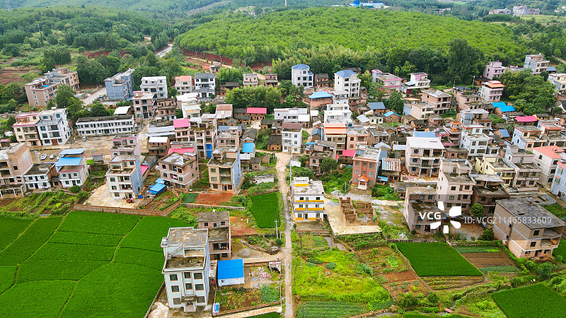 蓝山县山下村航拍图片素材