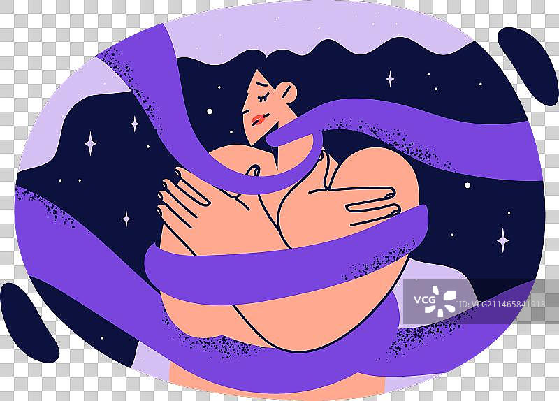 漂浮在星空中的睡眠女性图片素材