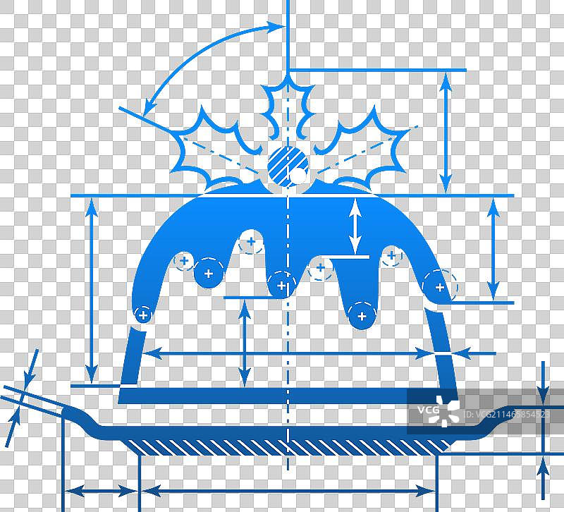 带尺寸线的圣诞蛋糕图片素材