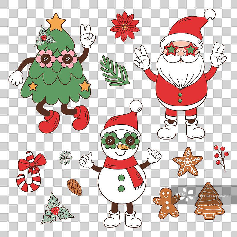 复古圣诞老人雪人素材图片素材