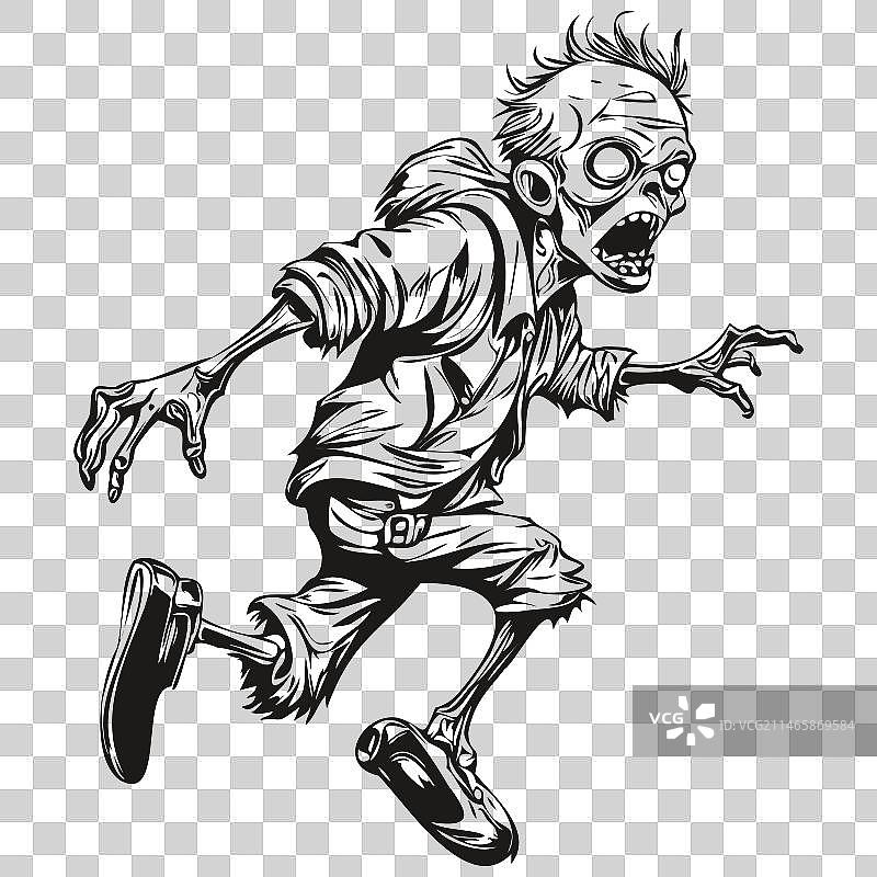 万圣节手绘邪恶倒影图片素材