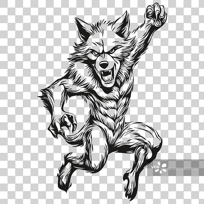 手绘风格狼人活动图片素材