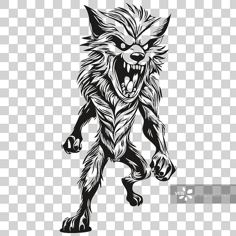 黑白狼人图片素材