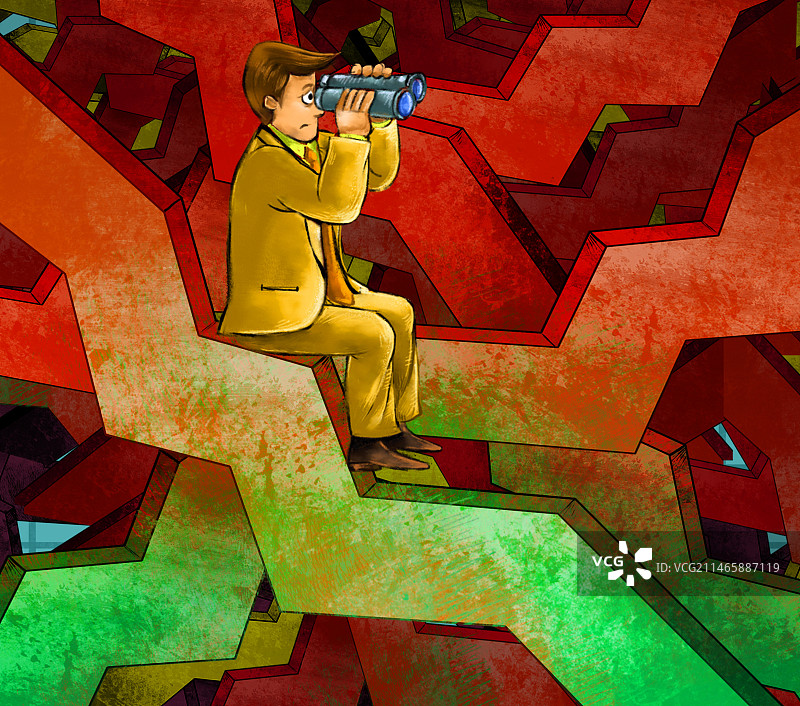 商人在股市观察未来趋势图片素材