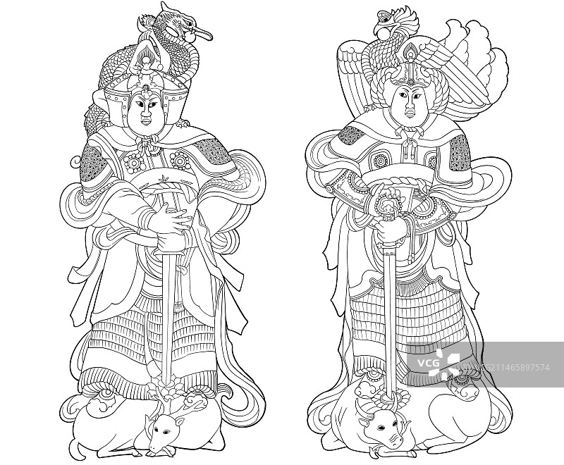 春节年画门神-招财进宝图片素材