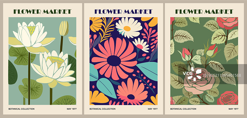 抽象花卉市场海报艺术合集图片素材