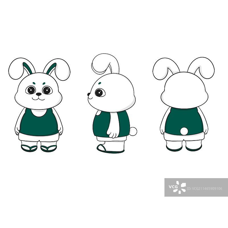 兔子IP设计三视图图片素材