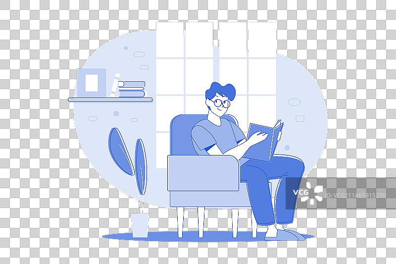 隔离期间男孩在读书图片素材