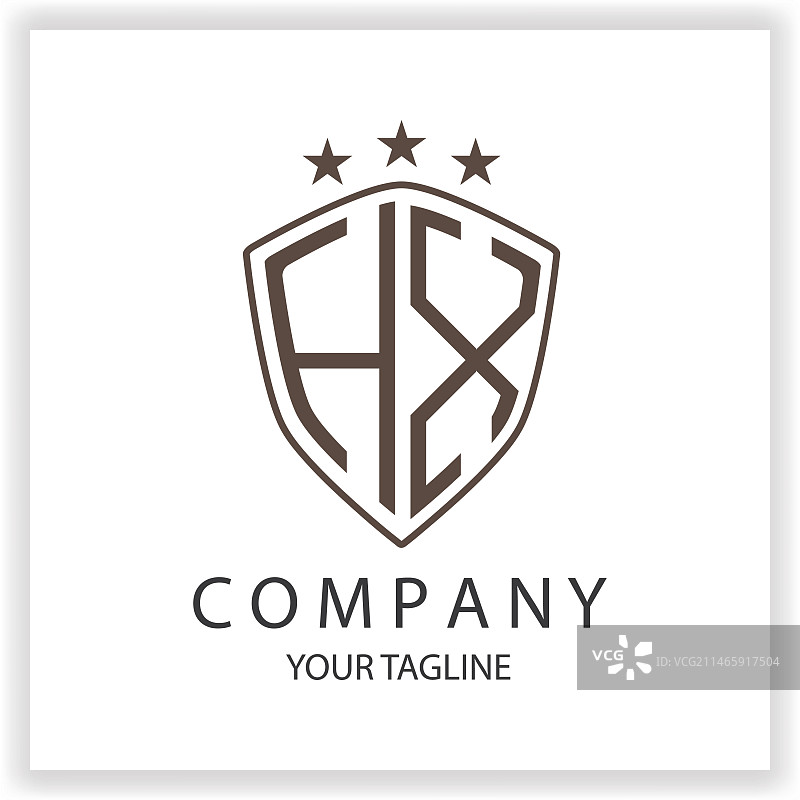 HX logo，盾牌造型单字母组合，黑色图片素材