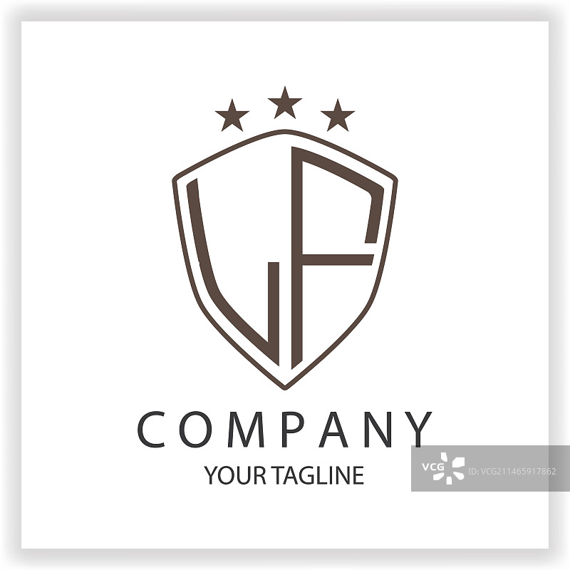 黑色盾形LF标志图片素材