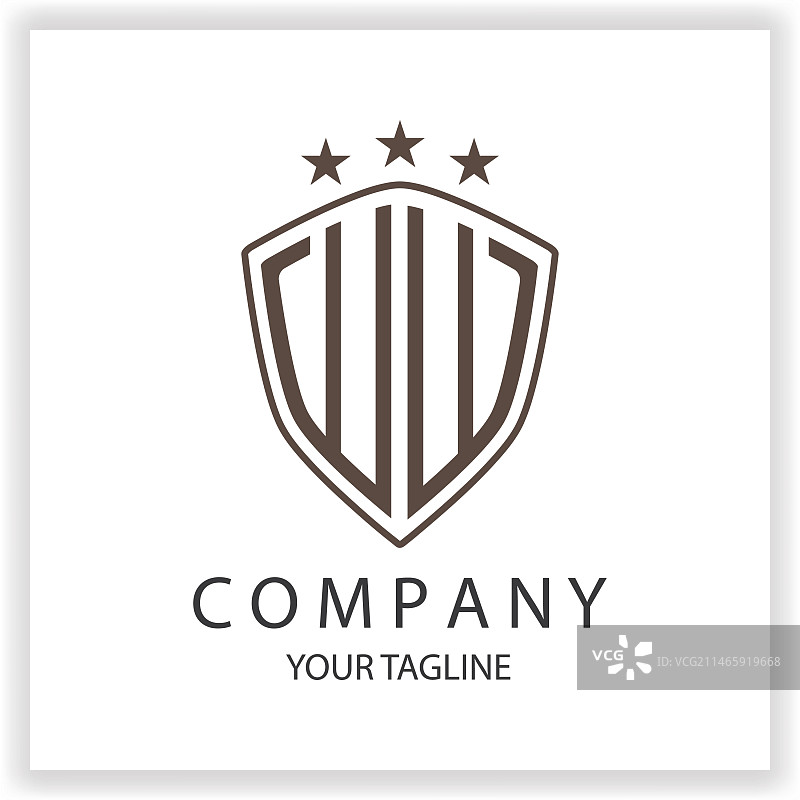 带盾牌形状的WW字母组合logo黑色图片素材