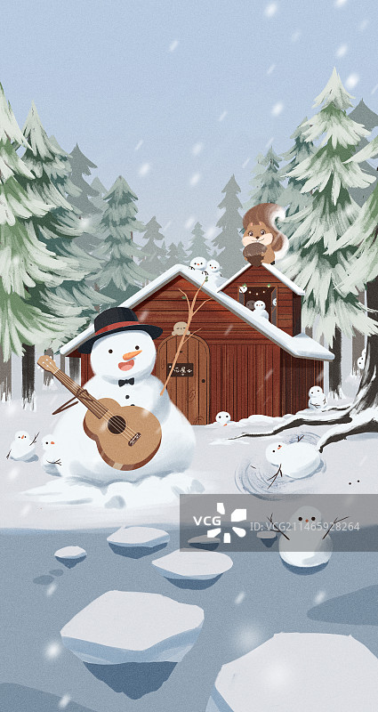 雪中的木屋图片素材