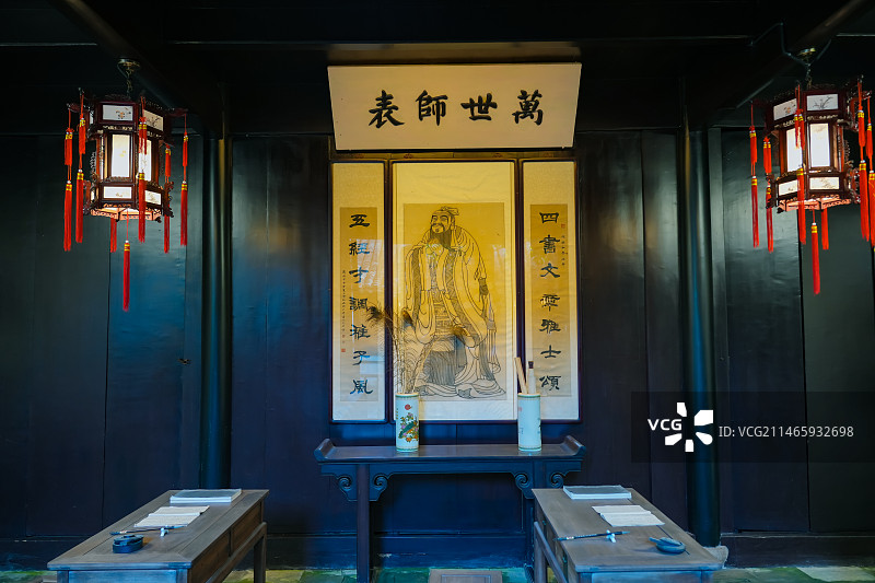 苏州市周庄古镇景点张厅（玉燕堂）的私塾图片素材