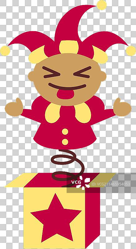 盒子玩具里的杰克扁平设计图片素材