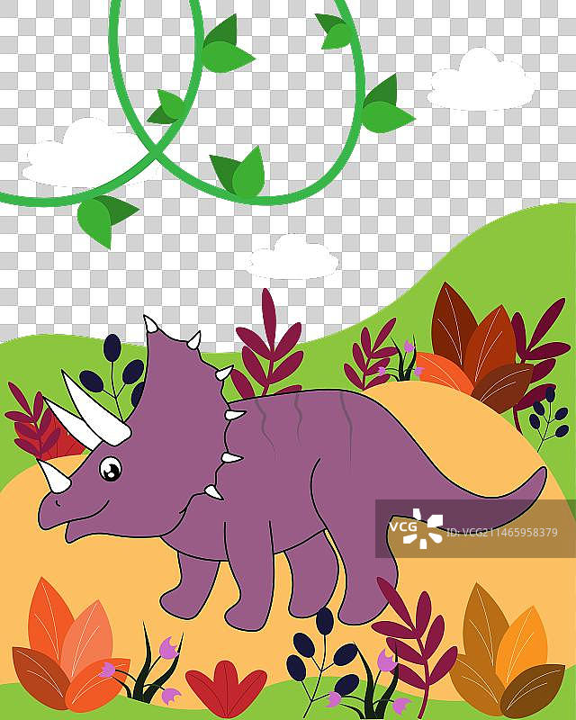 森林里的可爱恐龙图片素材