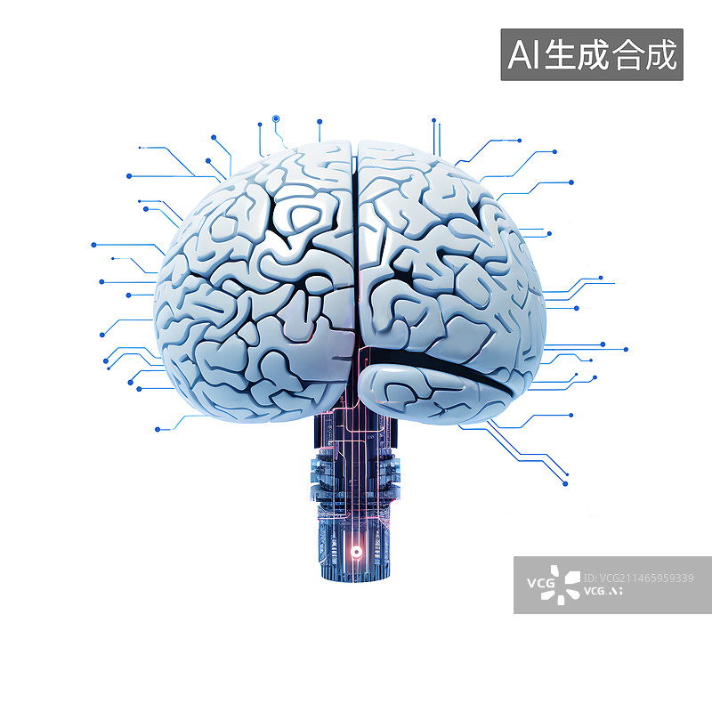 【AI数字艺术】人脑，未来人工智能脑机图片素材