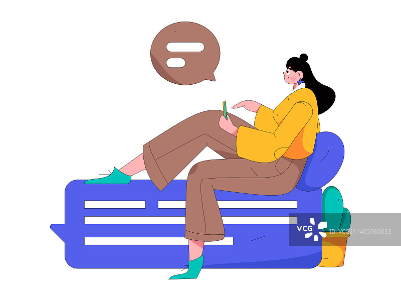 虚拟的人物社交沟通概念商业扁平矢量手绘插画图片素材