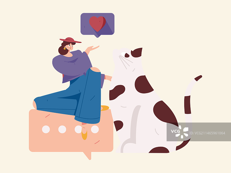 虚拟的人物社交沟通概念商业扁平矢量手绘插画图片素材