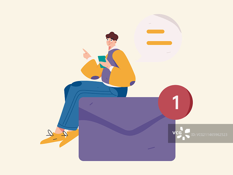 虚拟的人物社交沟通概念商业扁平矢量手绘插画图片素材