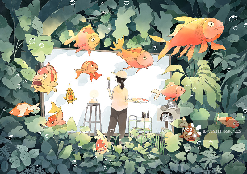 锦鲤女孩图片素材