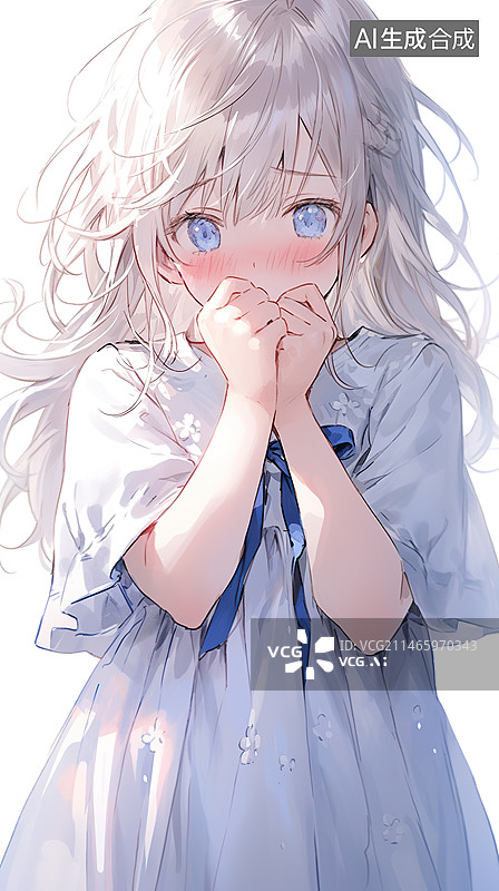 【AI数字艺术】一个娇羞可爱的小女孩插画图片素材