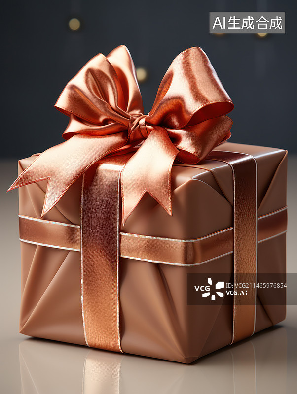 【AI数字艺术】粉色蝴蝶结礼物盒图片素材