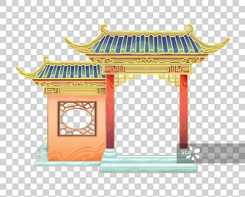 国风建筑插画元素图片素材