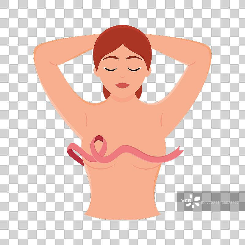 乳腺癌自检的女人图片素材