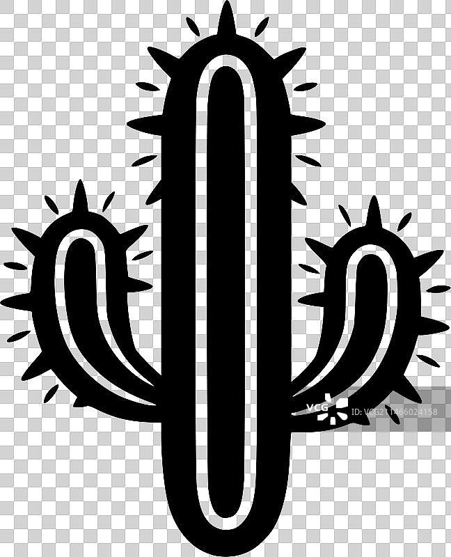 仙人掌黑白隔离图标图片素材