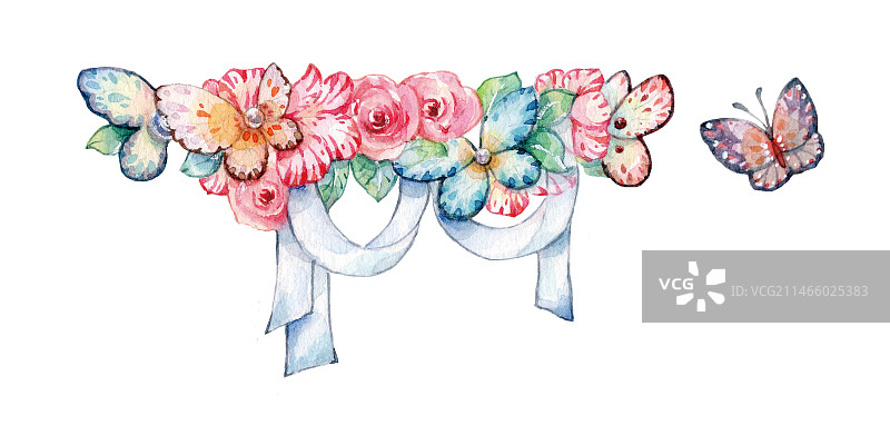 白色背景上的花朵婚礼装饰特写镜头图片素材