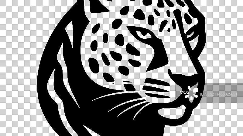 豹-黑色和白色孤立的图标图片素材