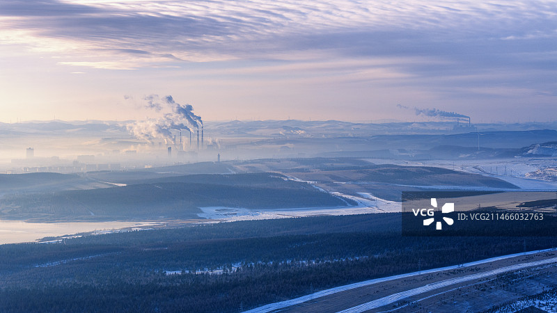 霍林郭勒观音山雪景图片素材