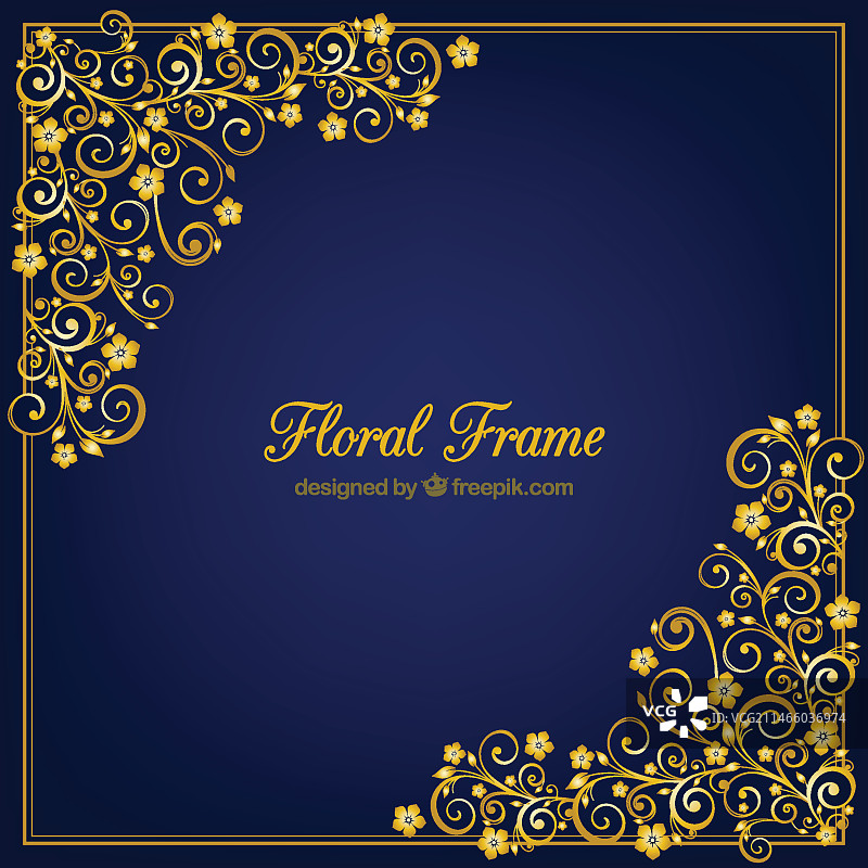 金色花卉矢量框架图片素材