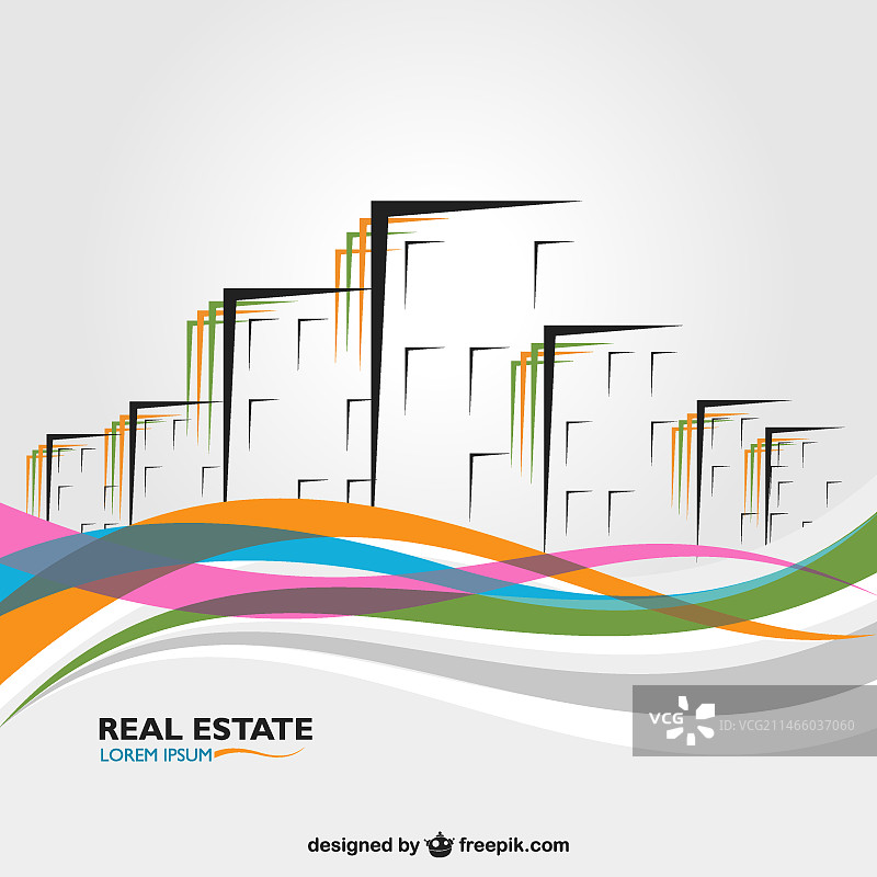 彩色条纹涂鸦房屋背景图片素材