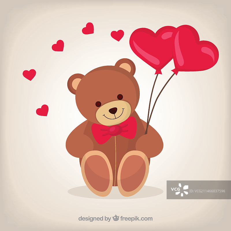 抱着彩色气球的泰迪熊矢量图图片素材