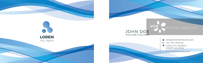带有蓝色波浪的企业名片图片素材