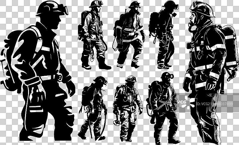 消防员剪影图片素材
