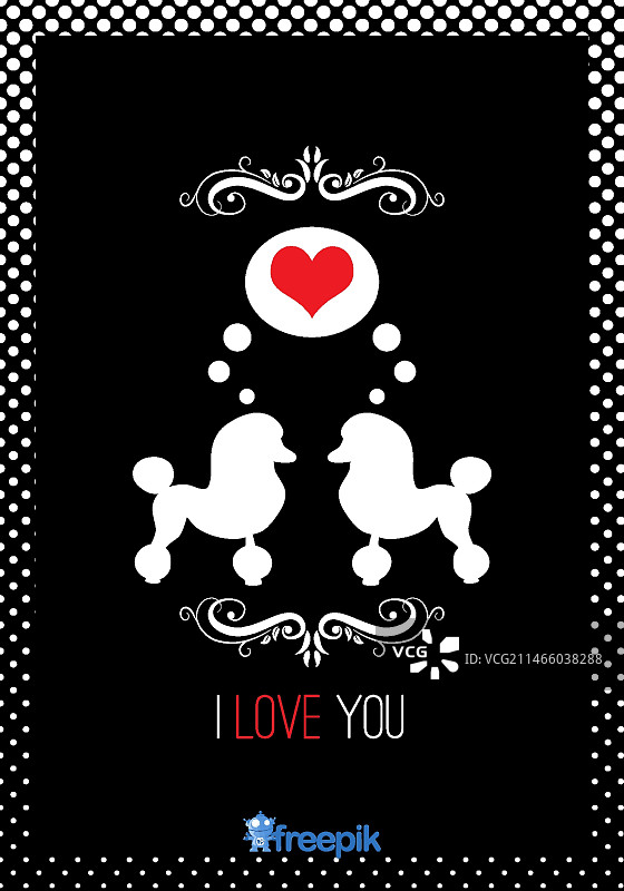 相爱的贵宾犬情侣贺卡图片素材