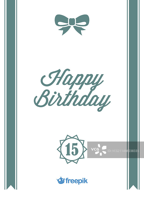 复古风生日快乐丝带蝴蝶结明信片图片素材