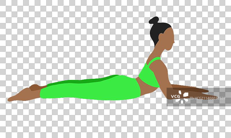 穿绿色运动服做瑜伽的非裔美国女士图片素材